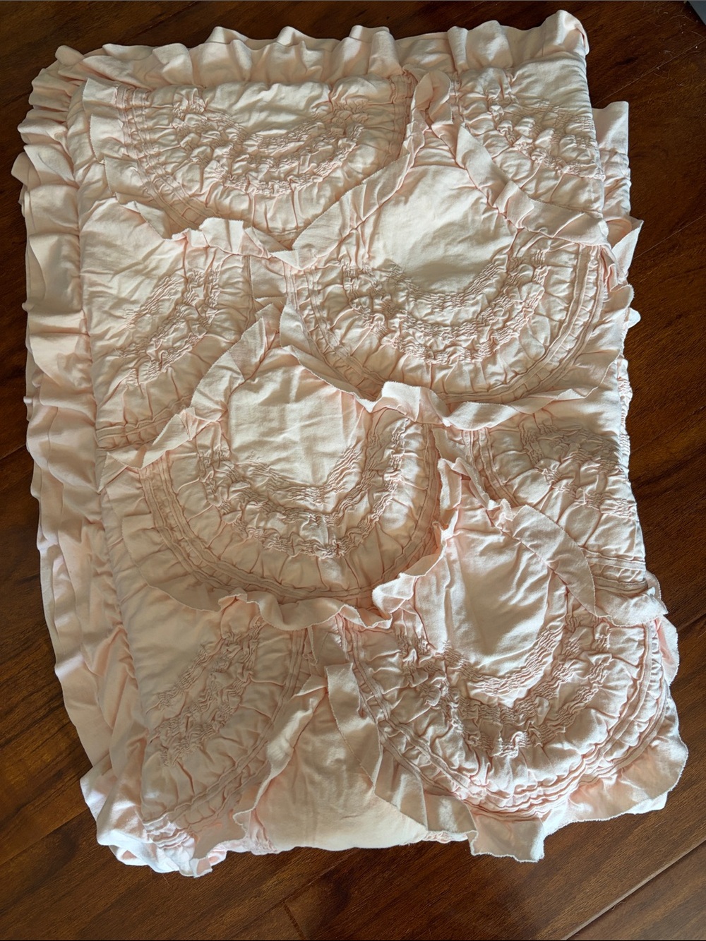 Anthropologie Soft Blush Ruffled Toddler  Quilt
